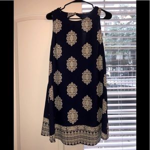 Navy and white shift dress